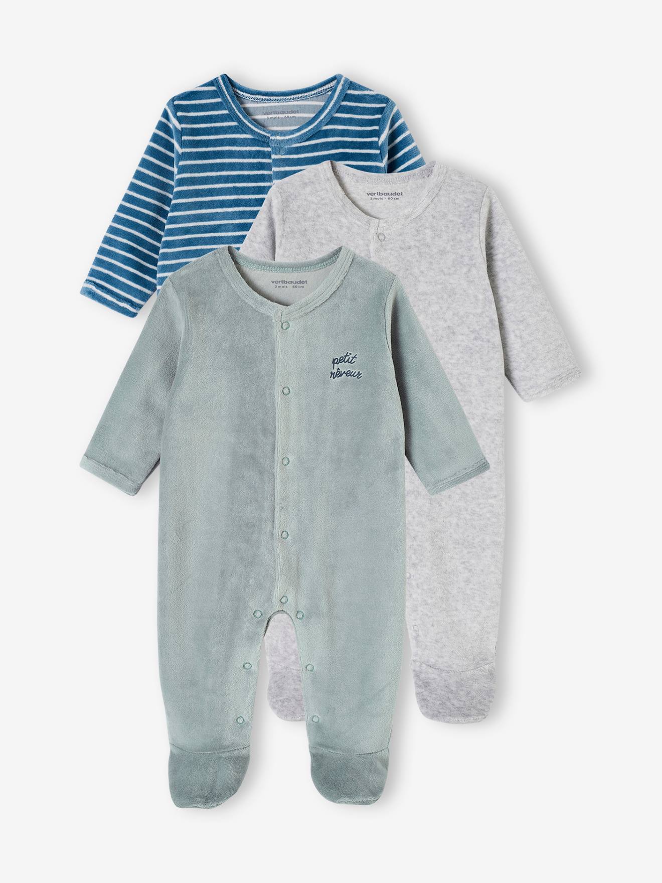 3er-Pack Baby Samt-Strampler BASIC von Vertbaudet