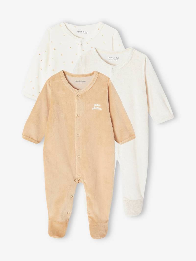 3er-Pack Baby Samt-Strampler BASIC von Vertbaudet