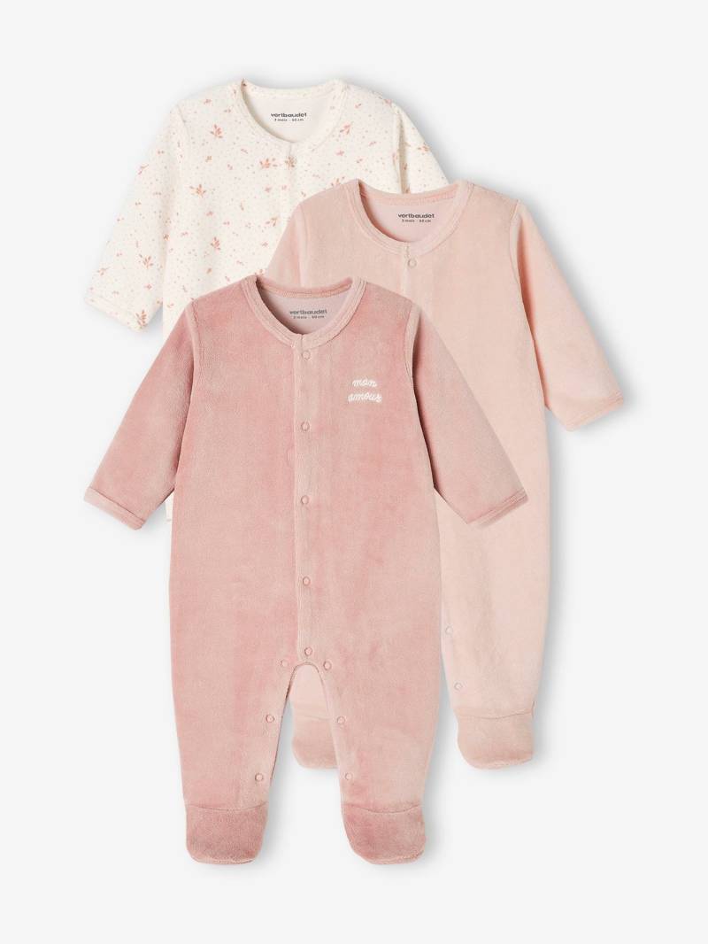 3er-Pack Baby Samt-Strampler BASIC von Vertbaudet