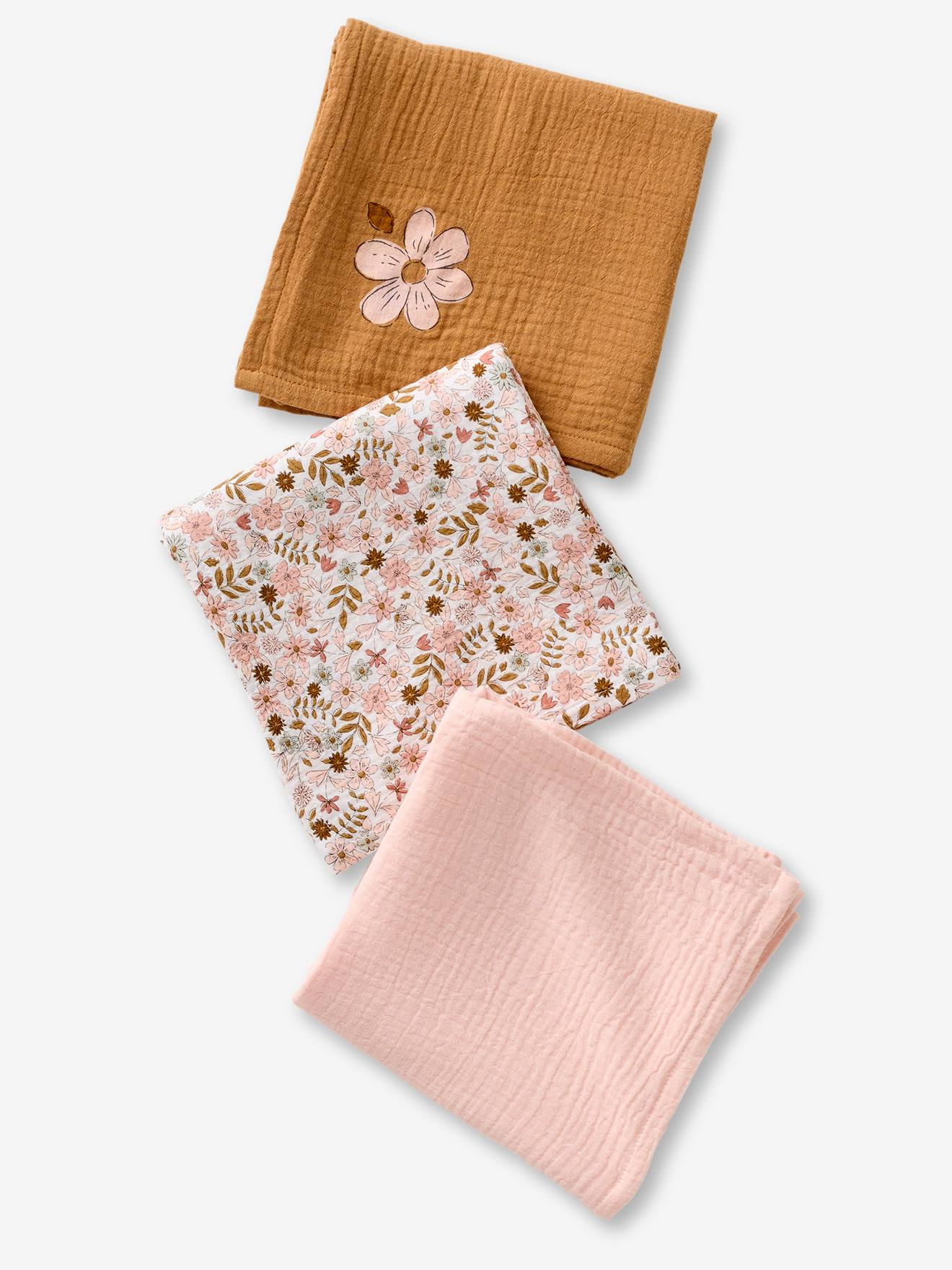 3er-Pack Baby Wickeltücher FLORA von Vertbaudet