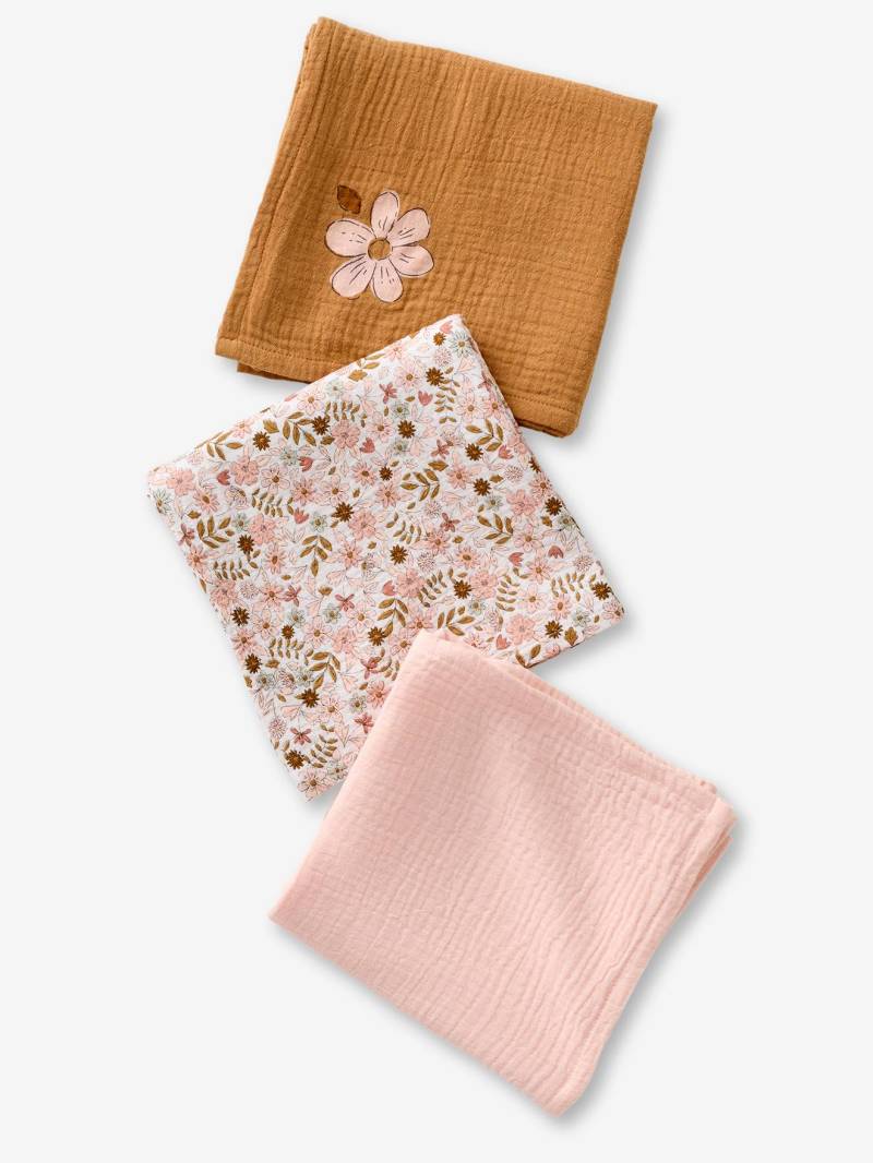 3er-Pack Baby Wickeltücher FLORA von Vertbaudet