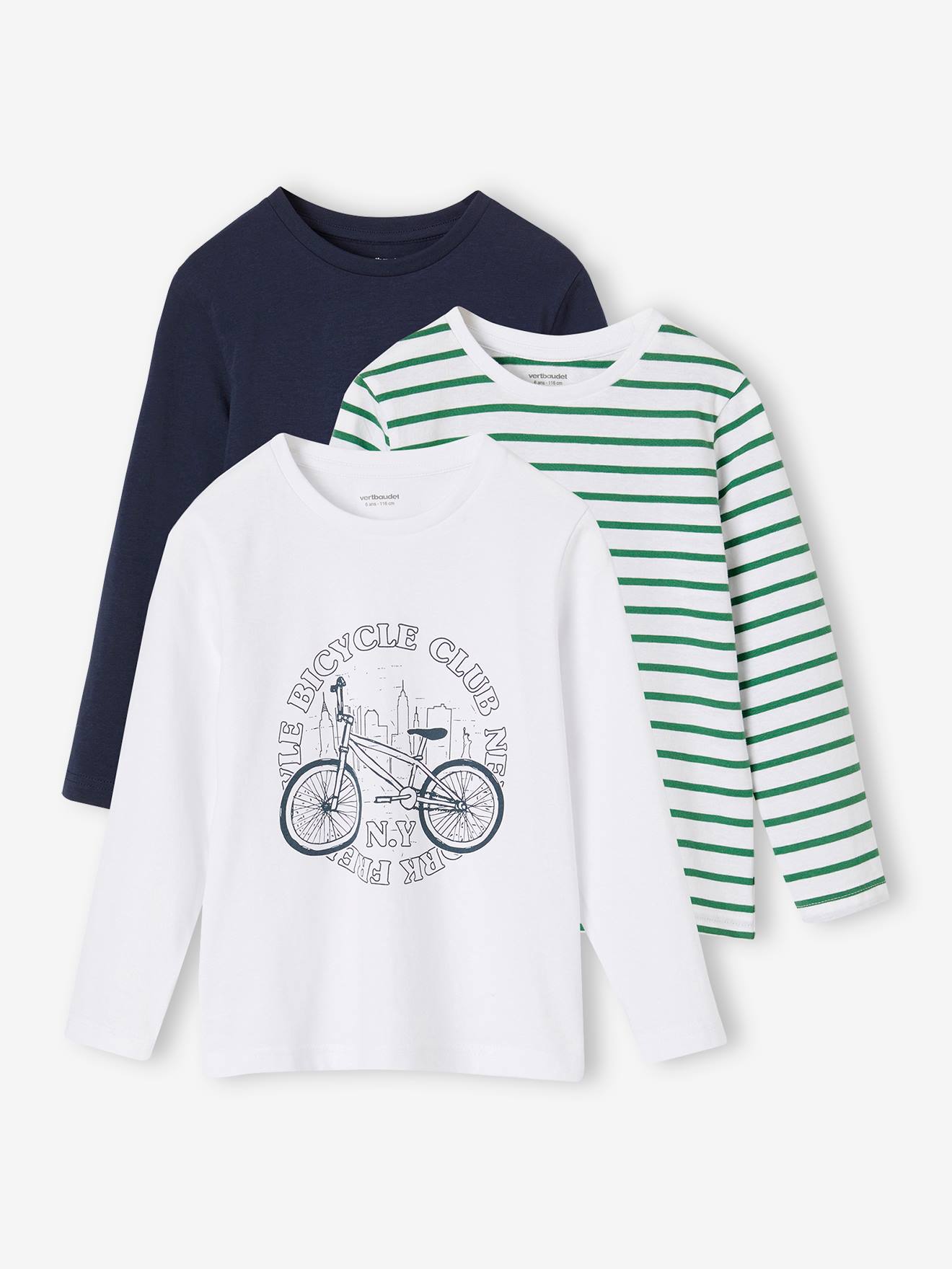 3er-Pack Jungen Langarmshirts BASIC von Vertbaudet