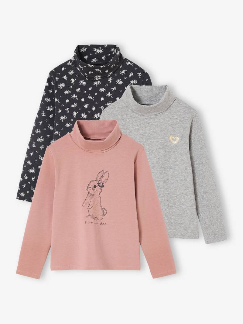 3er-Pack Mädchen Rollkragenshirts BASIC blush von Vertbaudet