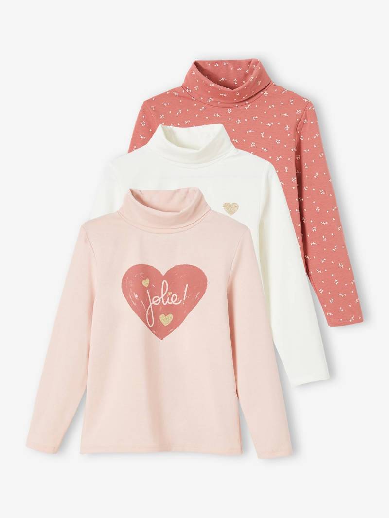 3er-Pack Mädchen Rollkragenshirts BASIC von Vertbaudet