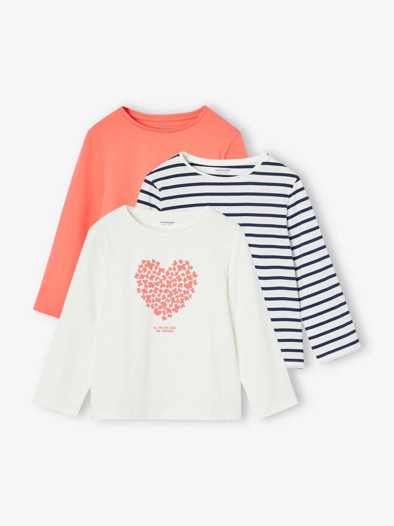 3er-Pack Mädchen Shirts mit Print BASIC von Vertbaudet