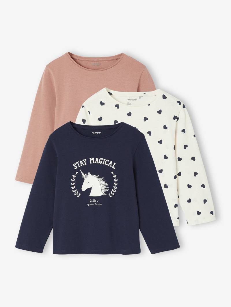 3er-Pack Mädchen Shirts mit Print BASIC pudrig von Vertbaudet