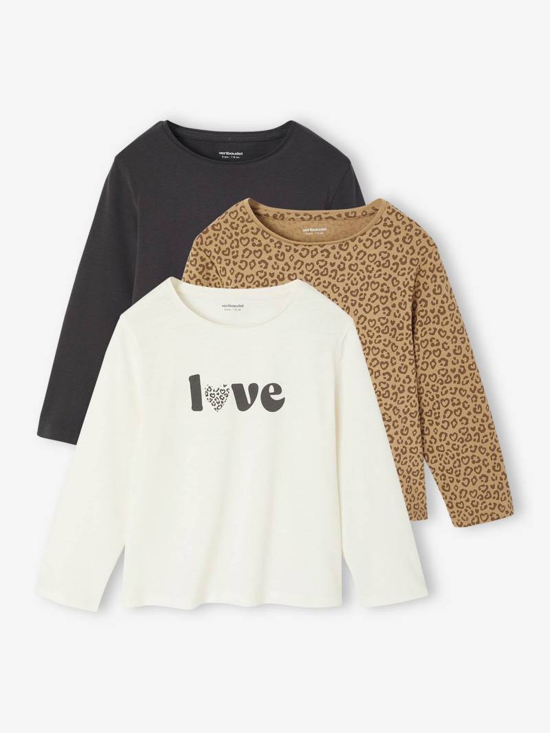 3er-Pack Mädchen Shirts mit Print BASIC von Vertbaudet