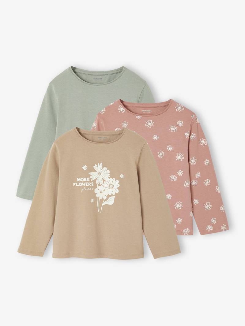 3er-Pack Mädchen Shirts mit Print BASIC von Vertbaudet