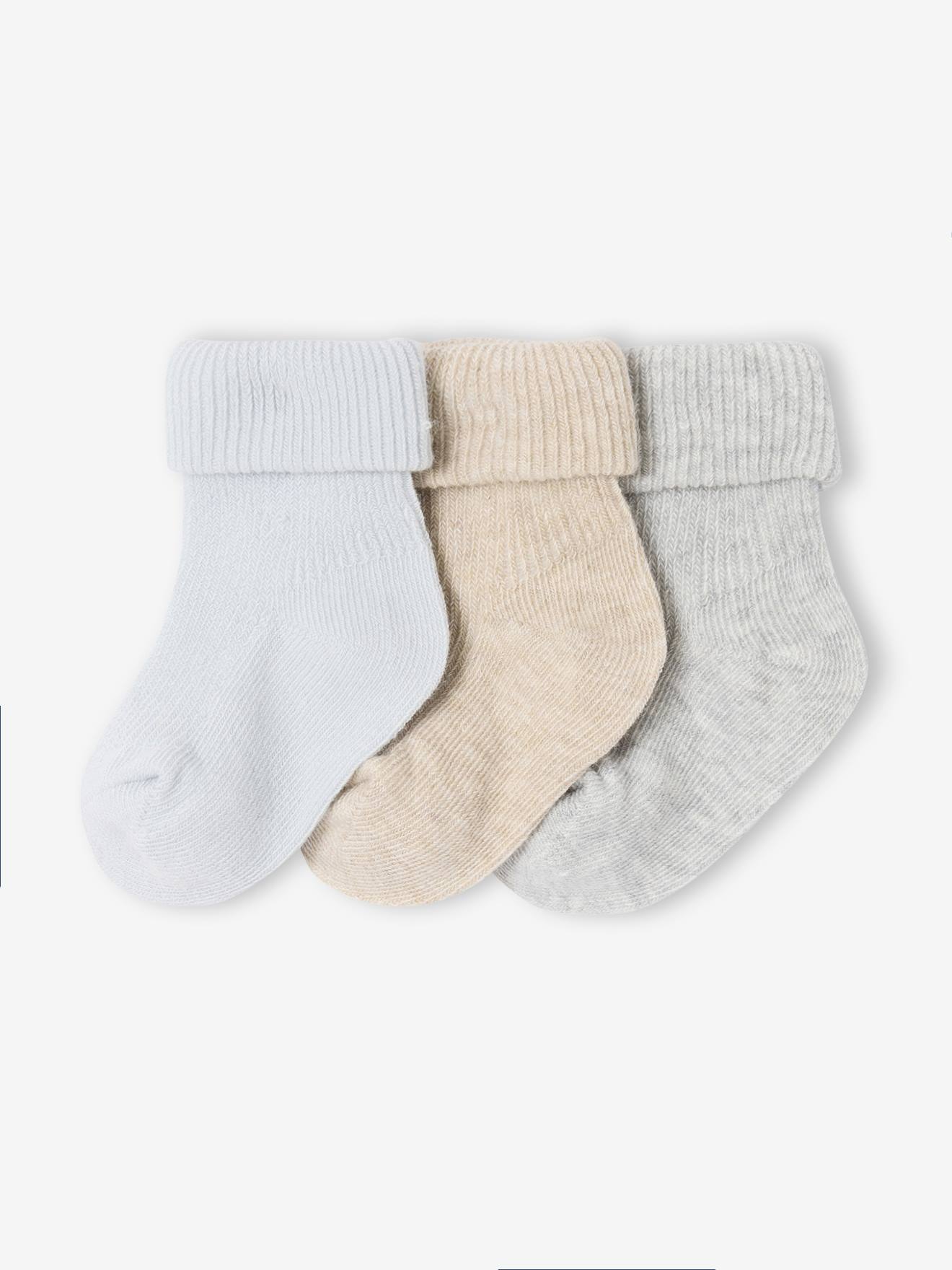 3er-Pack Socken uni mit Umschlag von Vertbaudet