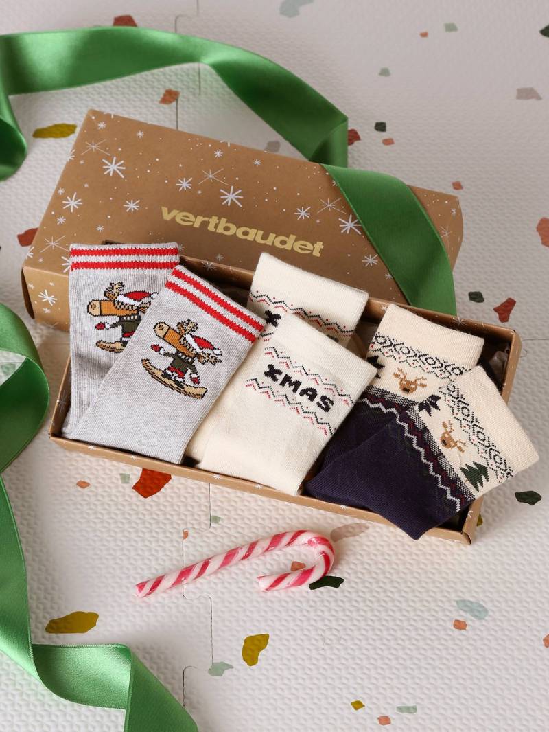 3er-Pack Weihnachts-Socken in Bouclé-Strick von Vertbaudet