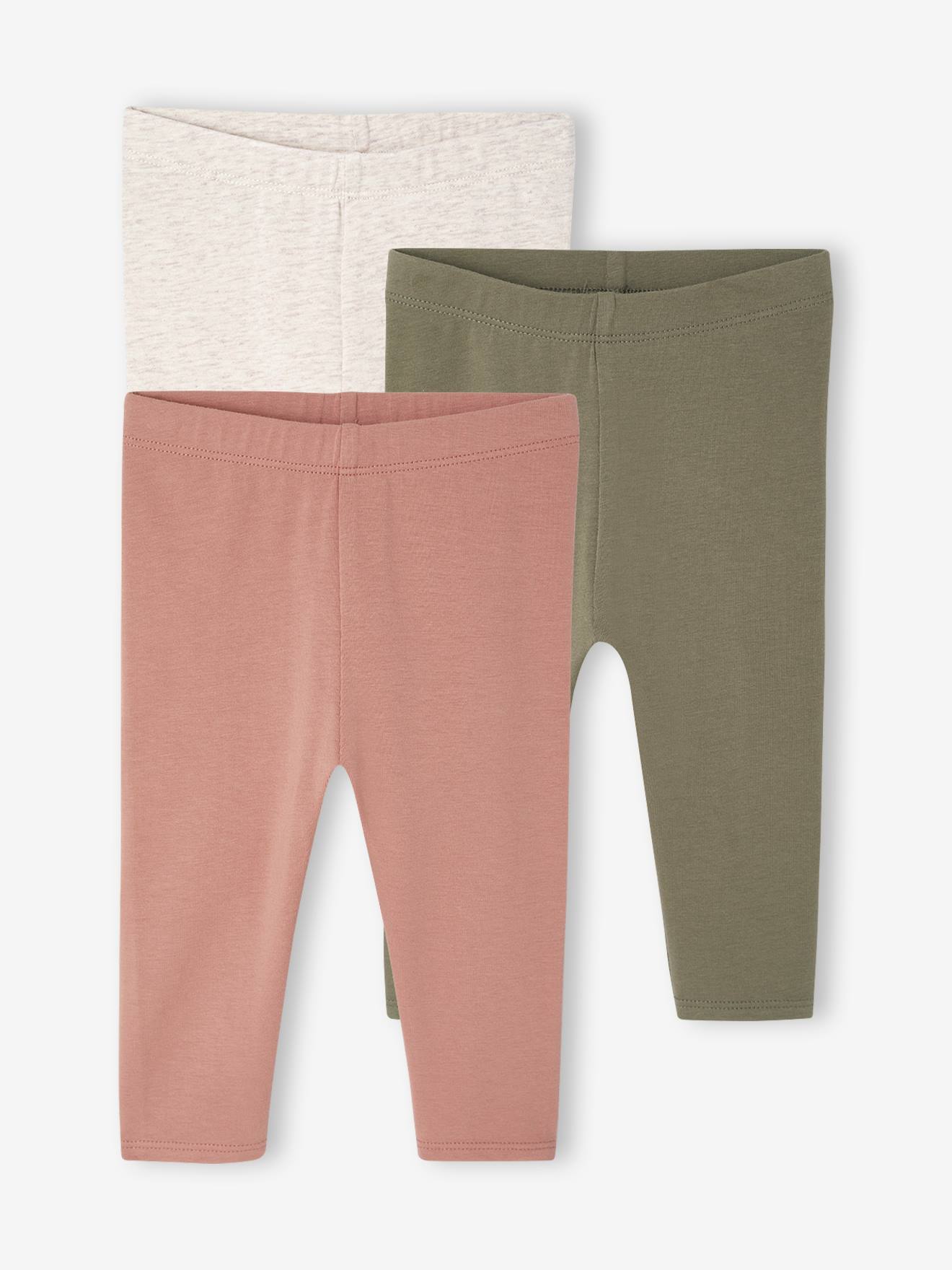 3er-Pack einfarbige Baby Leggings Basics von Vertbaudet