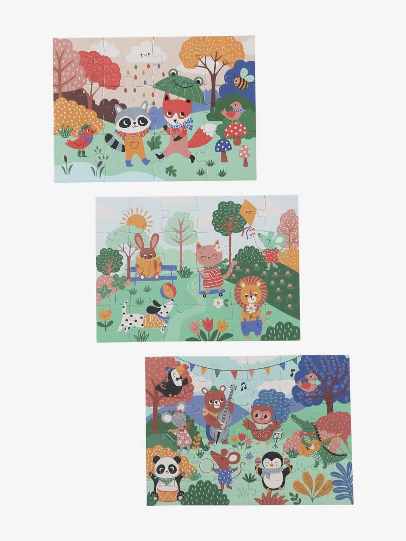 3er-Set Kinder Puzzles HAPPY ANIMALS von Vertbaudet