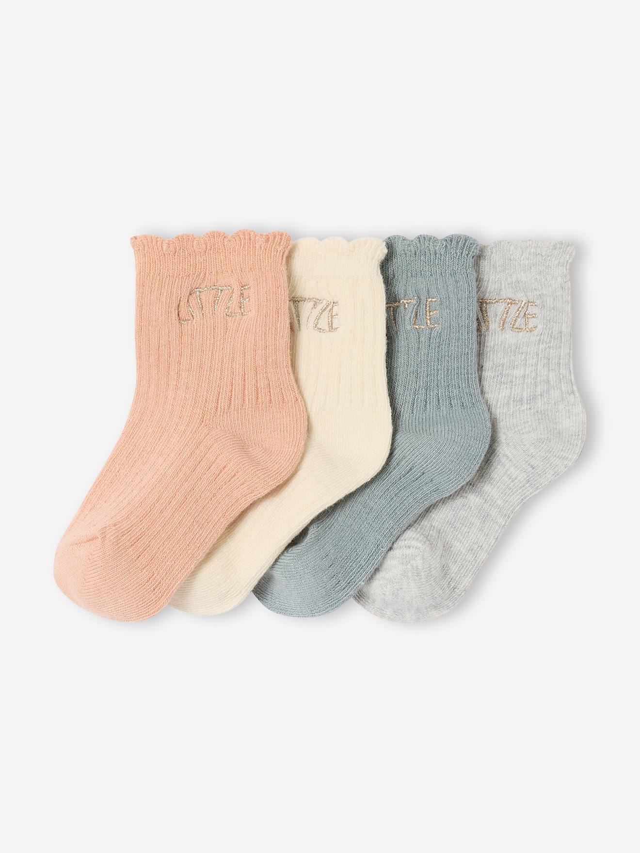 4er-Pack Baby Socken LITTLE BASIC hell von Vertbaudet
