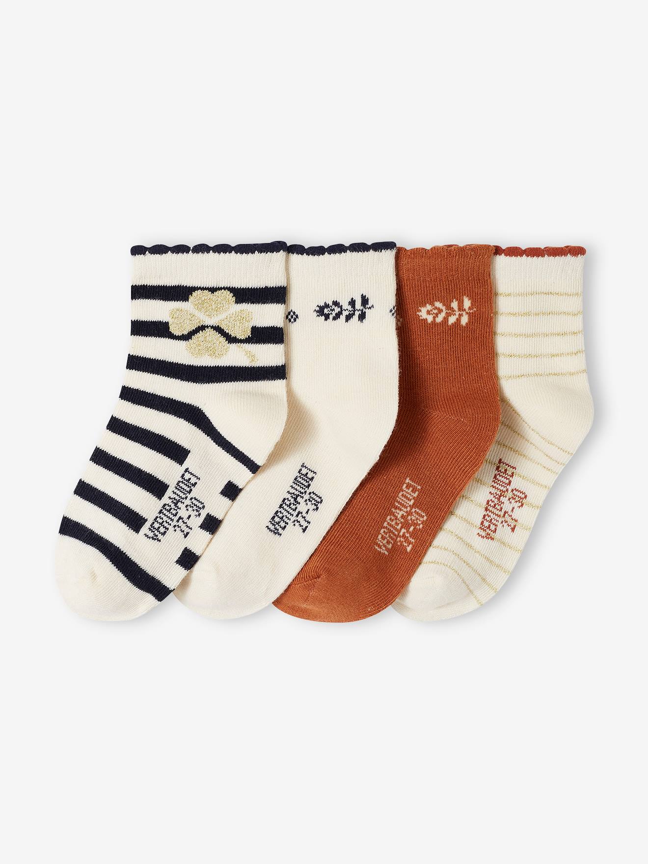 4er-Pack Mädchen Socken Oeko-Tex vanille von Vertbaudet