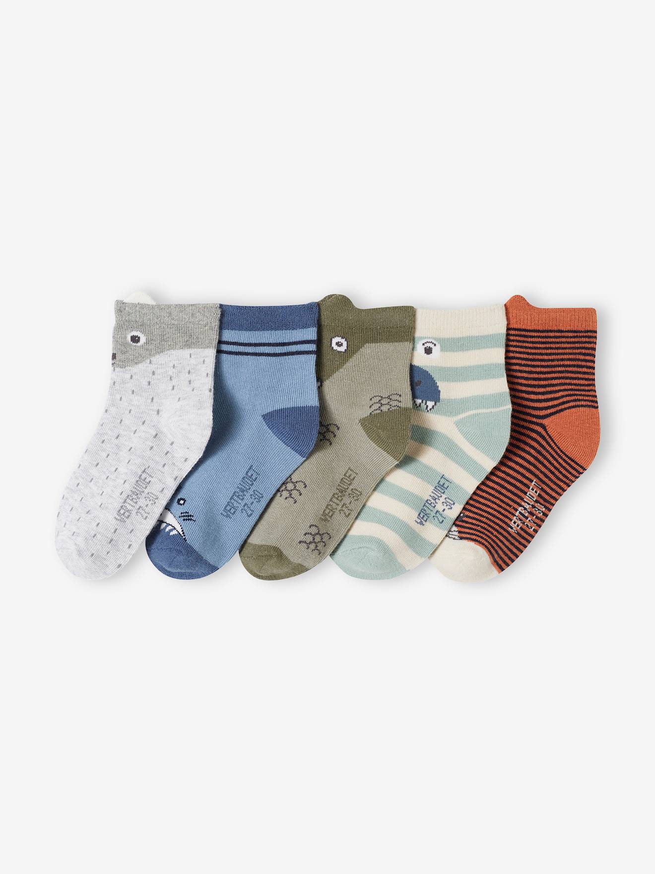 5er-Pack Jungen Socken mit Tieren von Vertbaudet