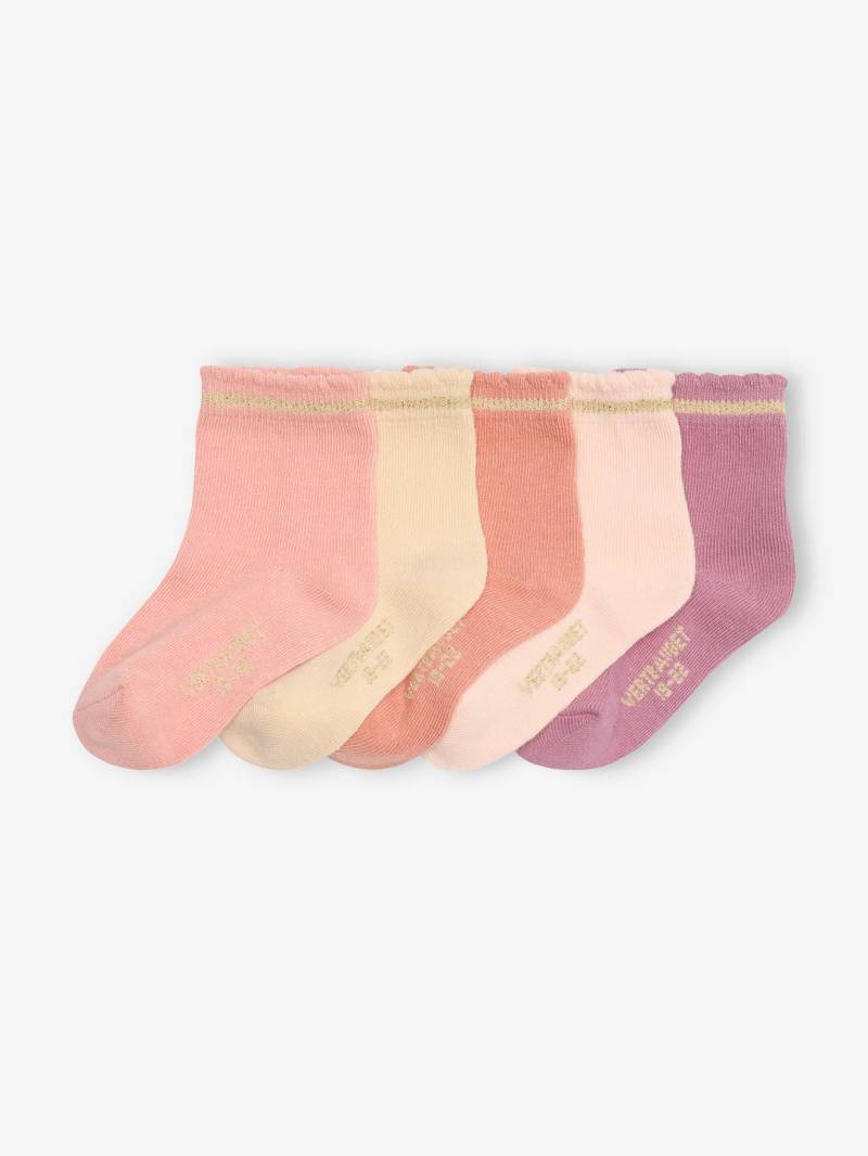 5er-Pack Mädchen Baby Glitzersocken BASICS pudrig von Vertbaudet