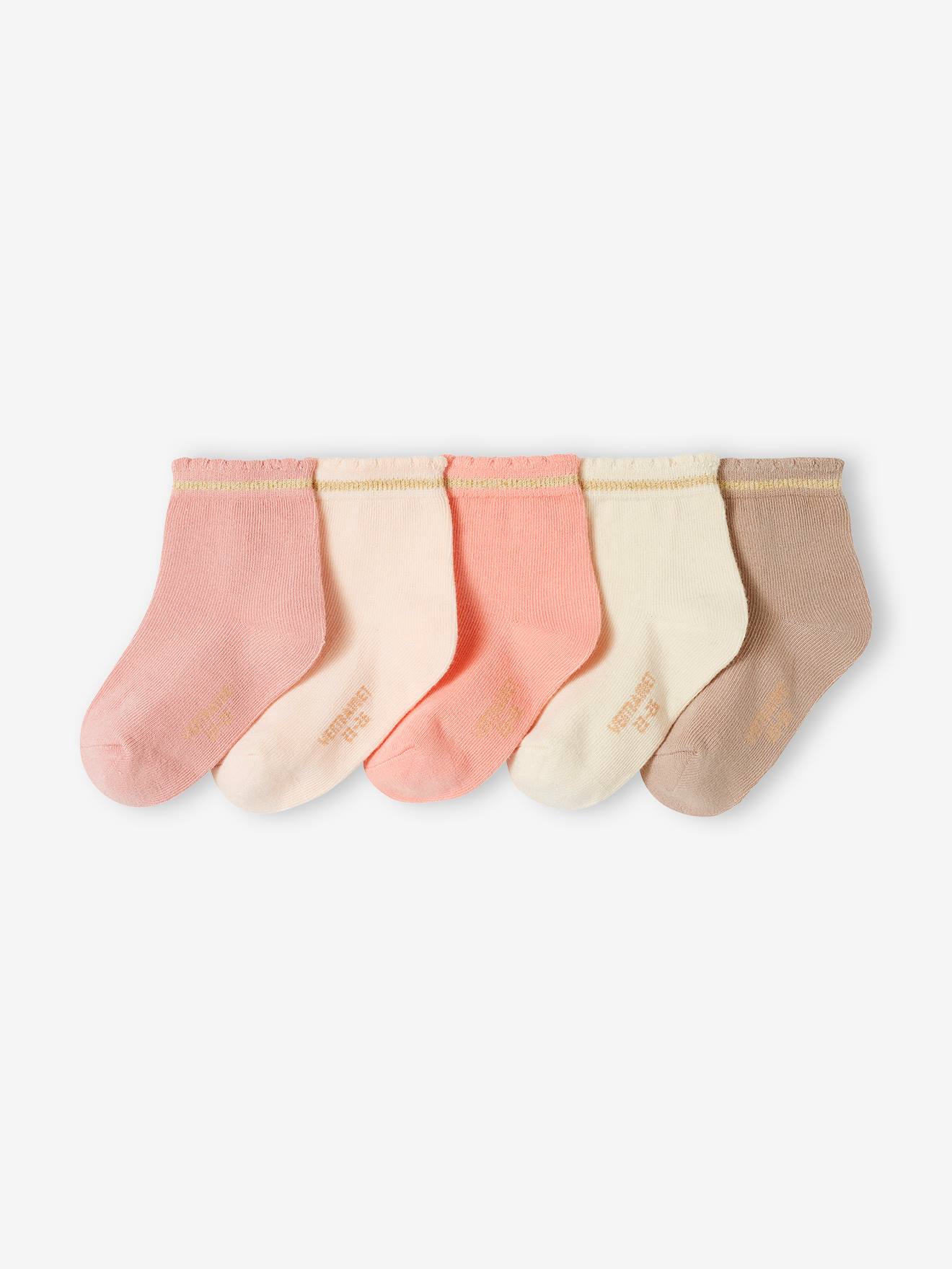 5er-Pack Mädchen Baby Glitzersocken BASICS Oeko-Tex hell von Vertbaudet