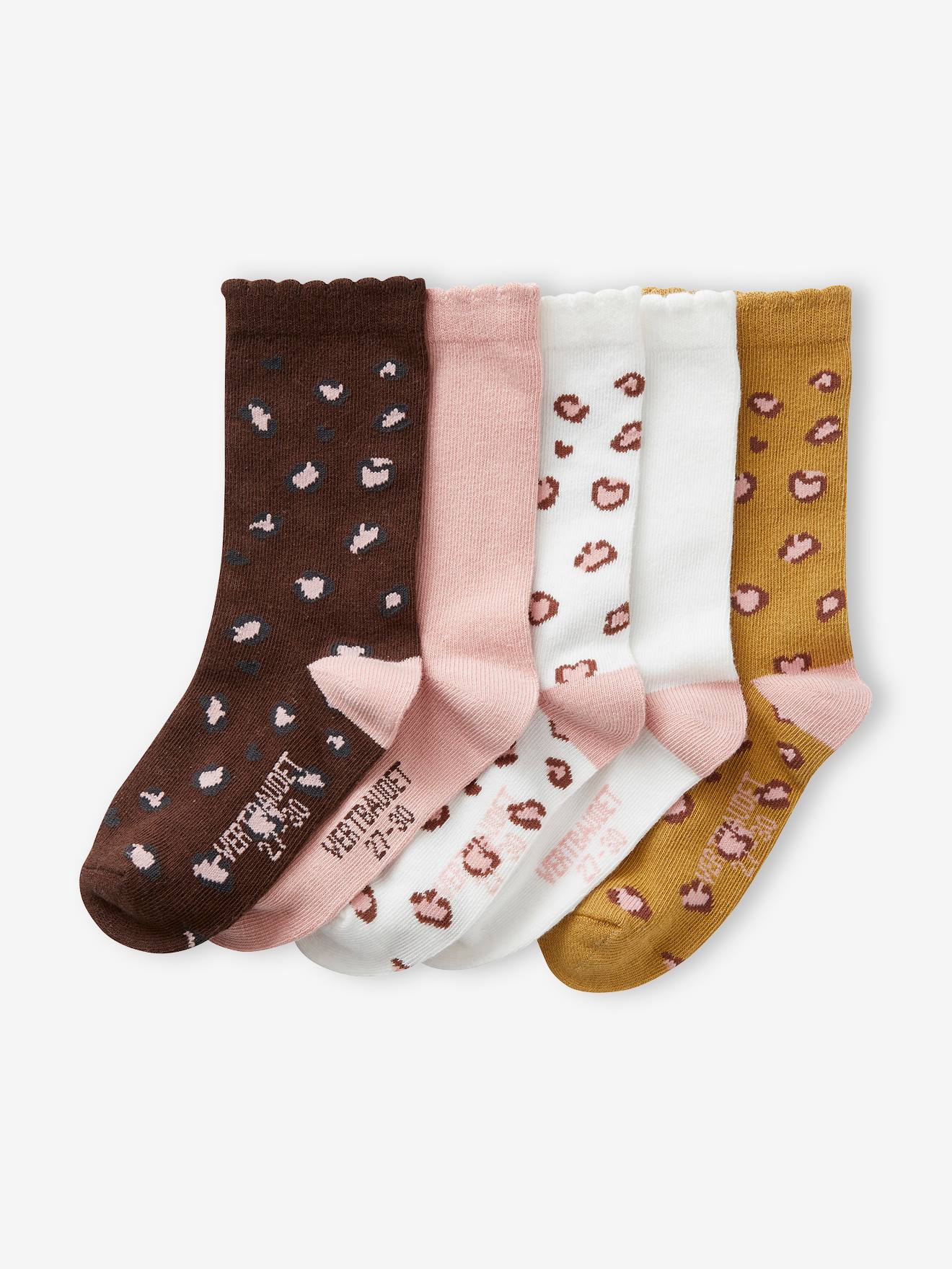 5er-Pack Mädchen Socken WILD Oeko-Tex schokolade von Vertbaudet