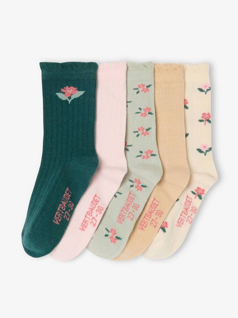 5er-Pack Mädchen Socken mit Blumen von Vertbaudet