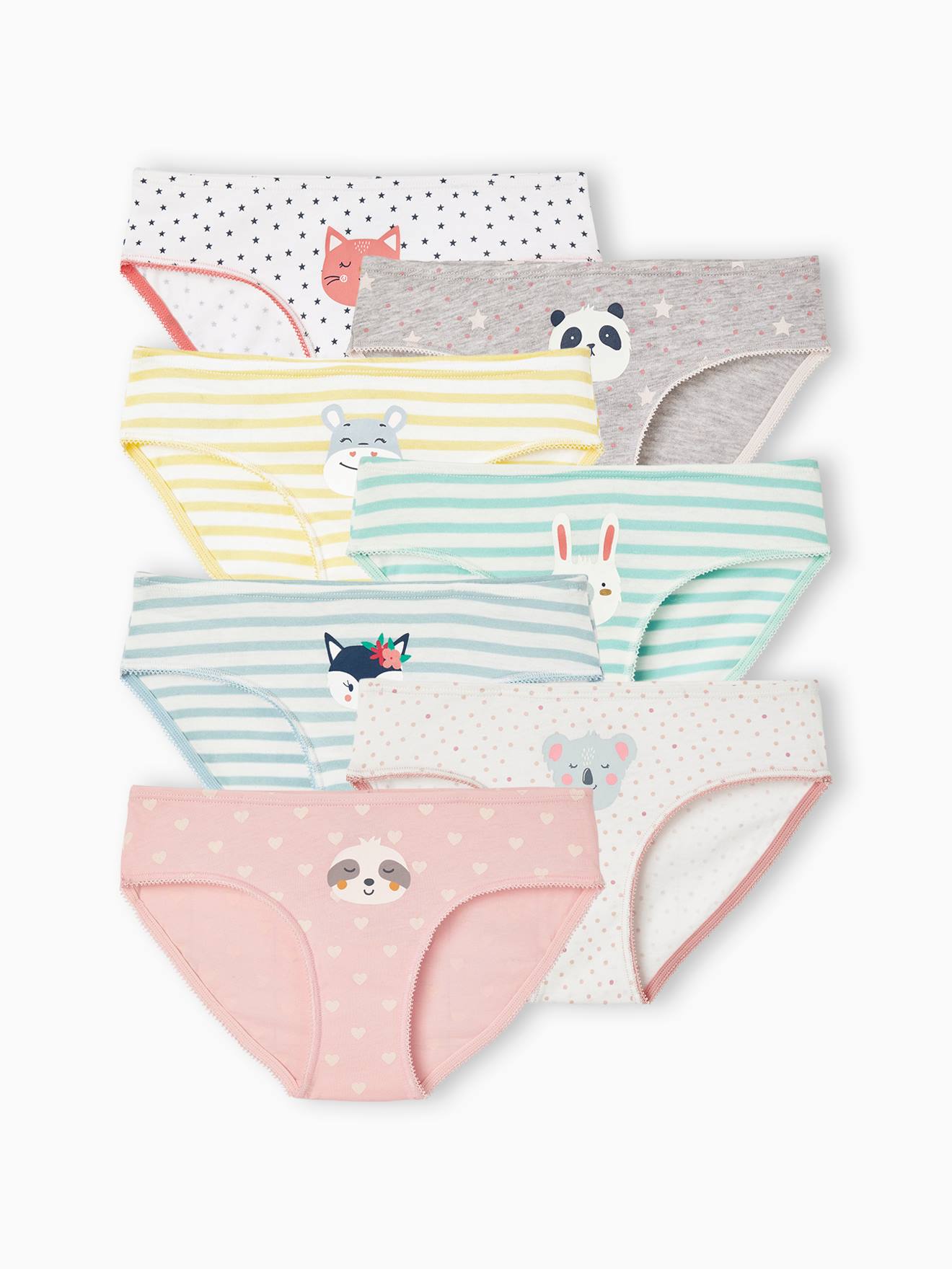 7er-Pack Mädchen Slips mit Tiermotiven Oeko-Tex von Vertbaudet