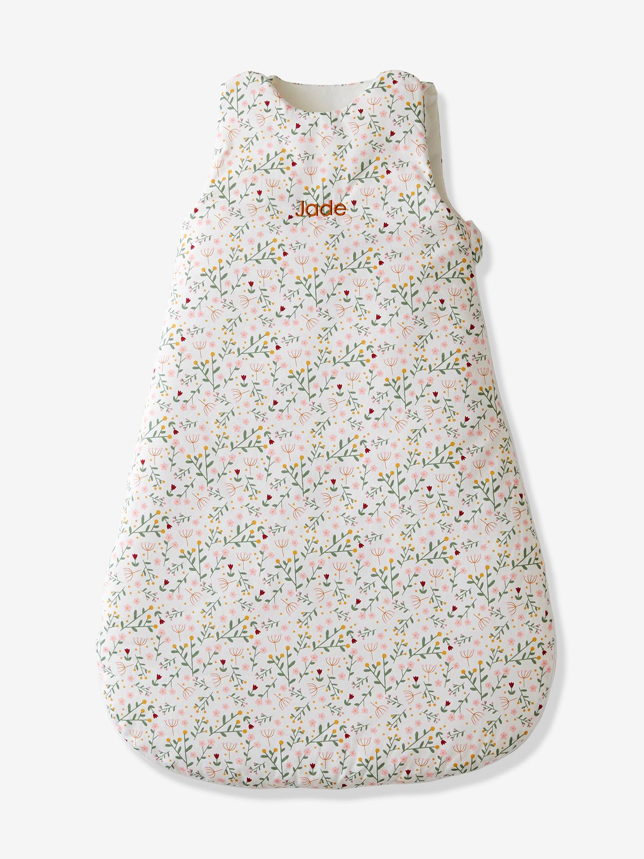 Ärmelloser Baby Schlafsack BLUMENZAUBER personalisierbar Oeko-Tex von Vertbaudet