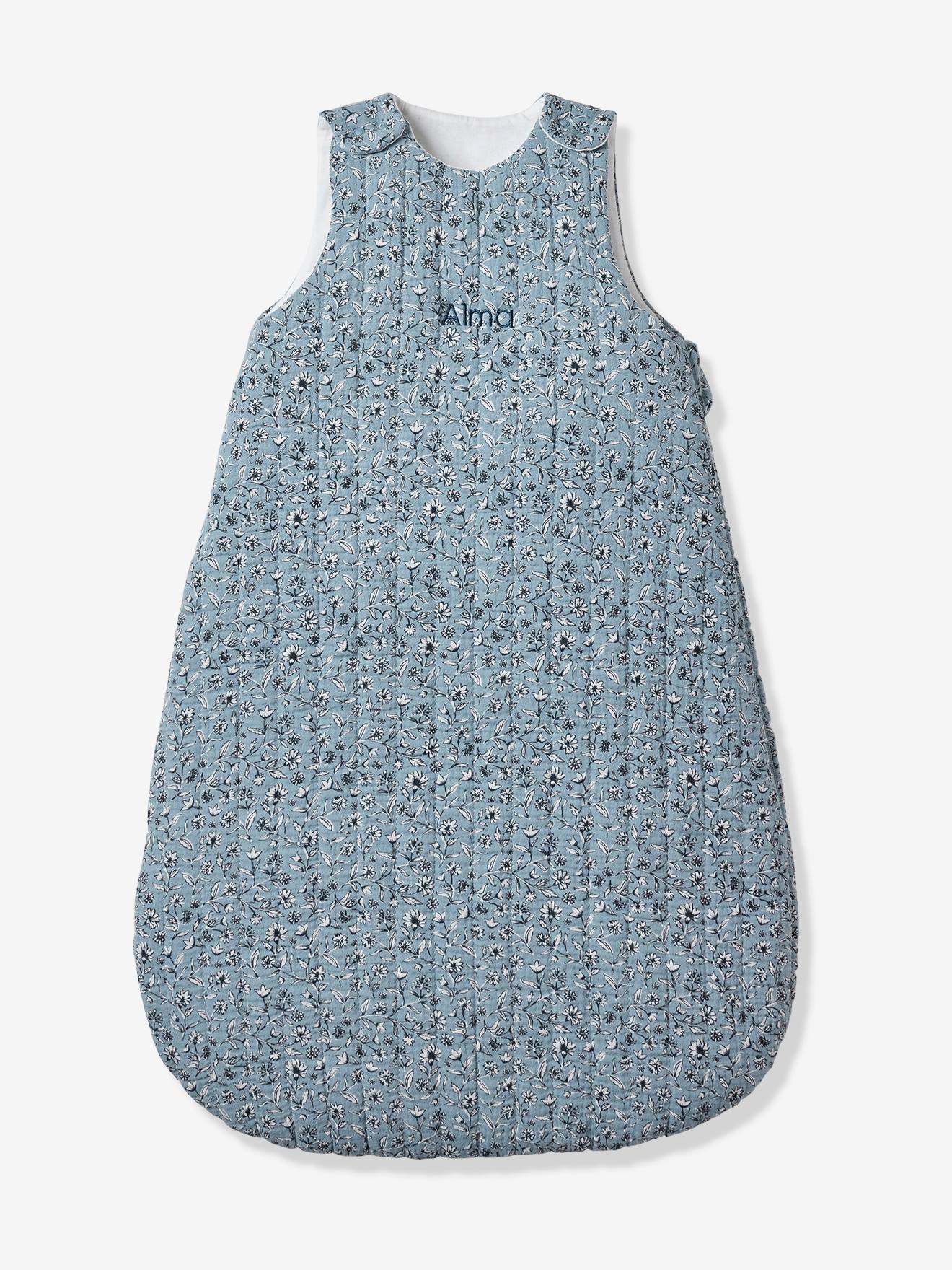 Ärmelloser Baby Schlafsack INDIEN BLUME personalisierbar Oeko-Tex von Vertbaudet