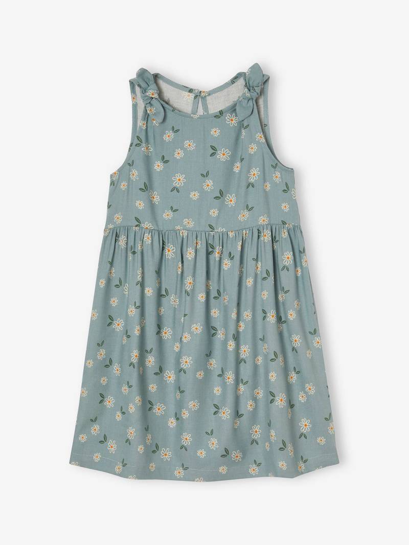 Ärmelloses Mädchen Kleid mit Muster und Zierschleifen salbei von Vertbaudet