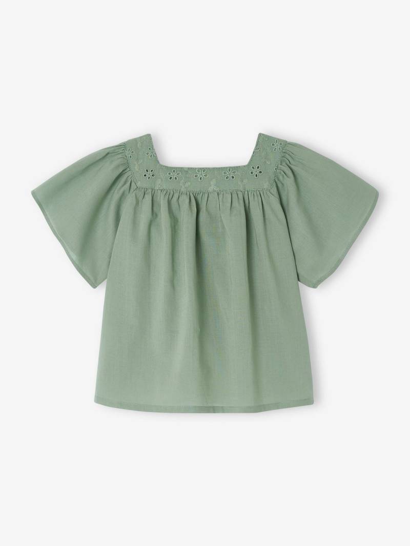 Baby Bluse mit Lochstickerei salbei von Vertbaudet