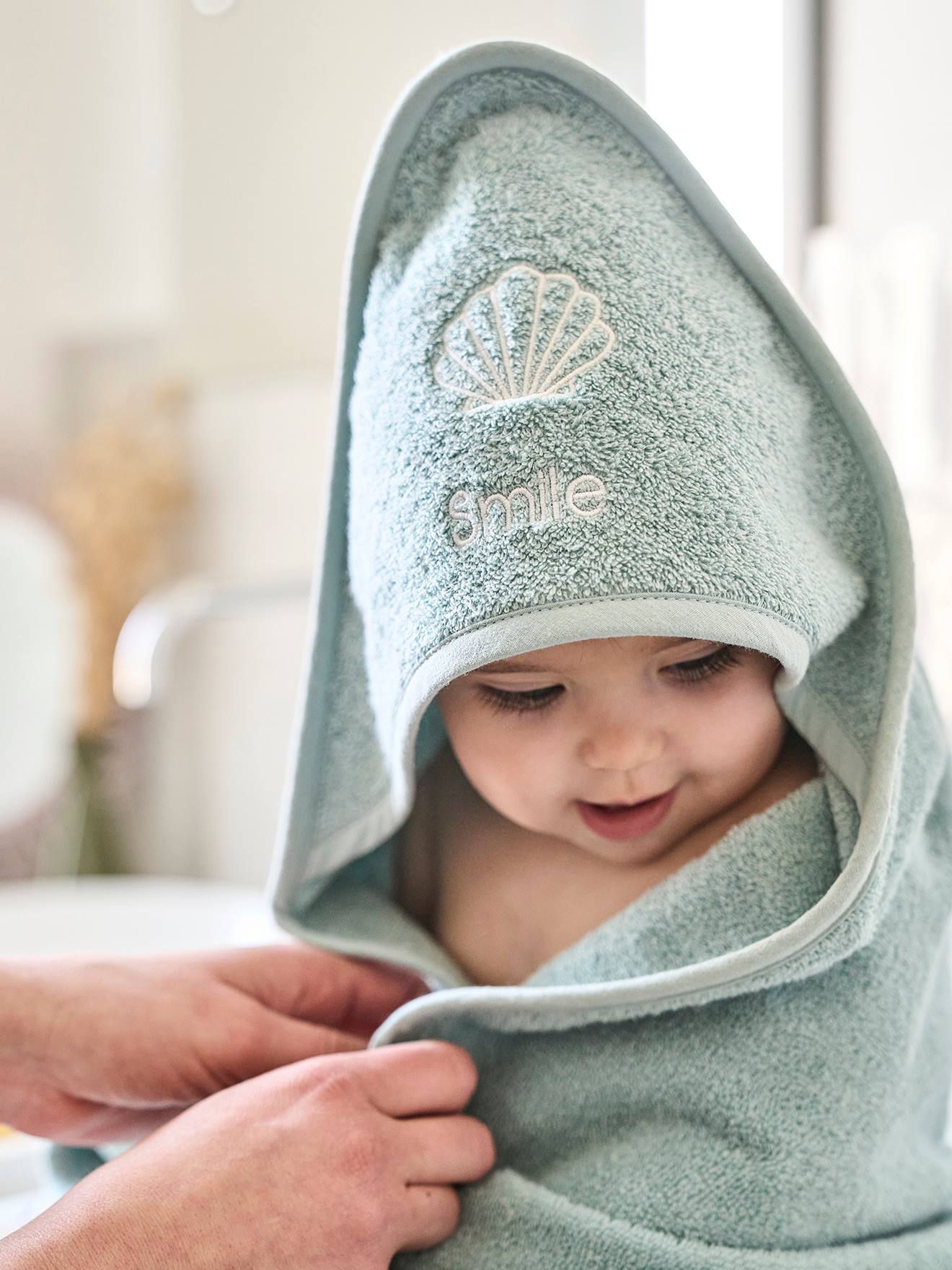 Baby Kapuzenbadetuch & Waschhandschuh Oeko-Tex von Vertbaudet