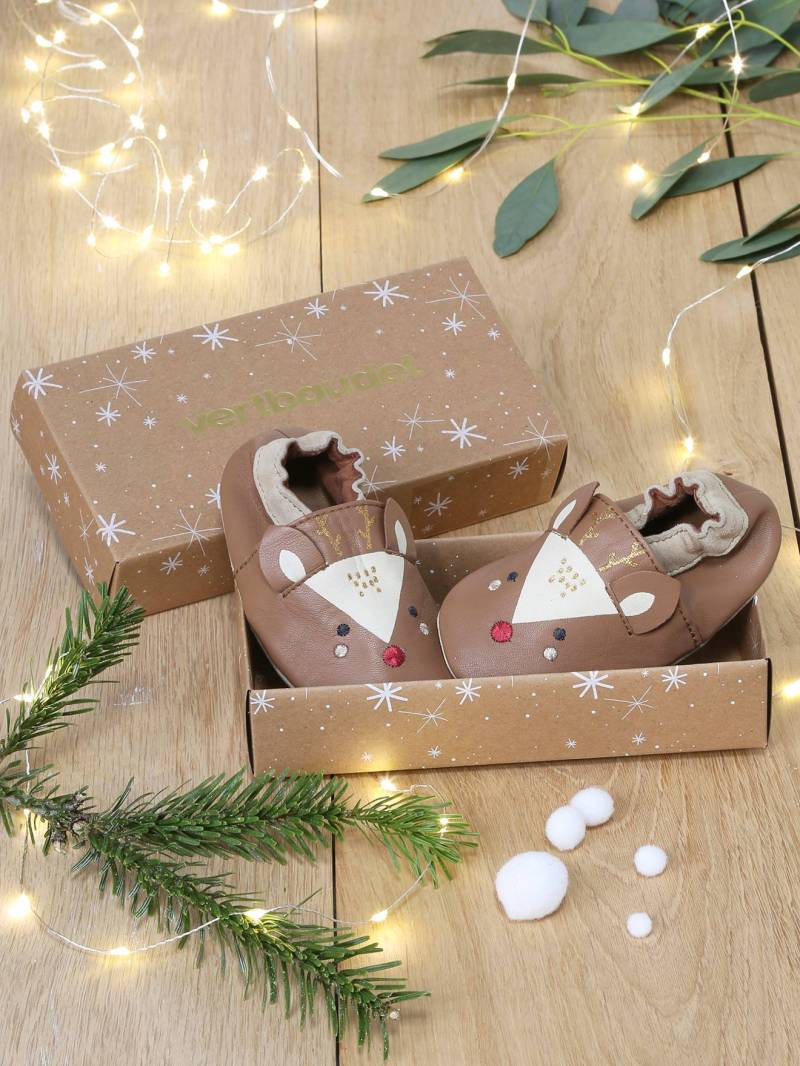 Baby Leder-Krabbelschuhe mit Gummizug RENTIER Baby Leder-Krabbelschuhe mit Gummizug RENTIER von Vertbaudet