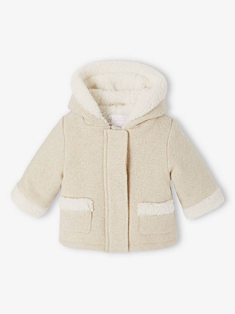 Baby Mantel aus Wollmix mit Glitzereffekt und Kunstfellfutter von Vertbaudet