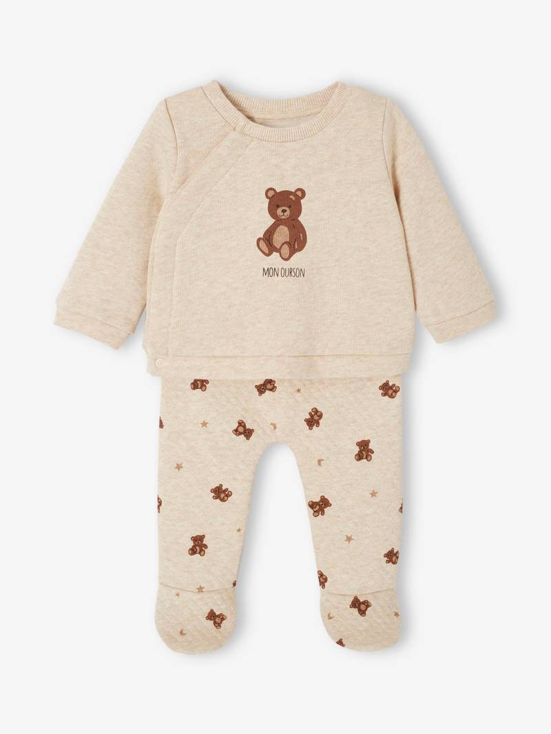 Baby-Set mit Teddyprint: Wickeljacke & Hose von Vertbaudet