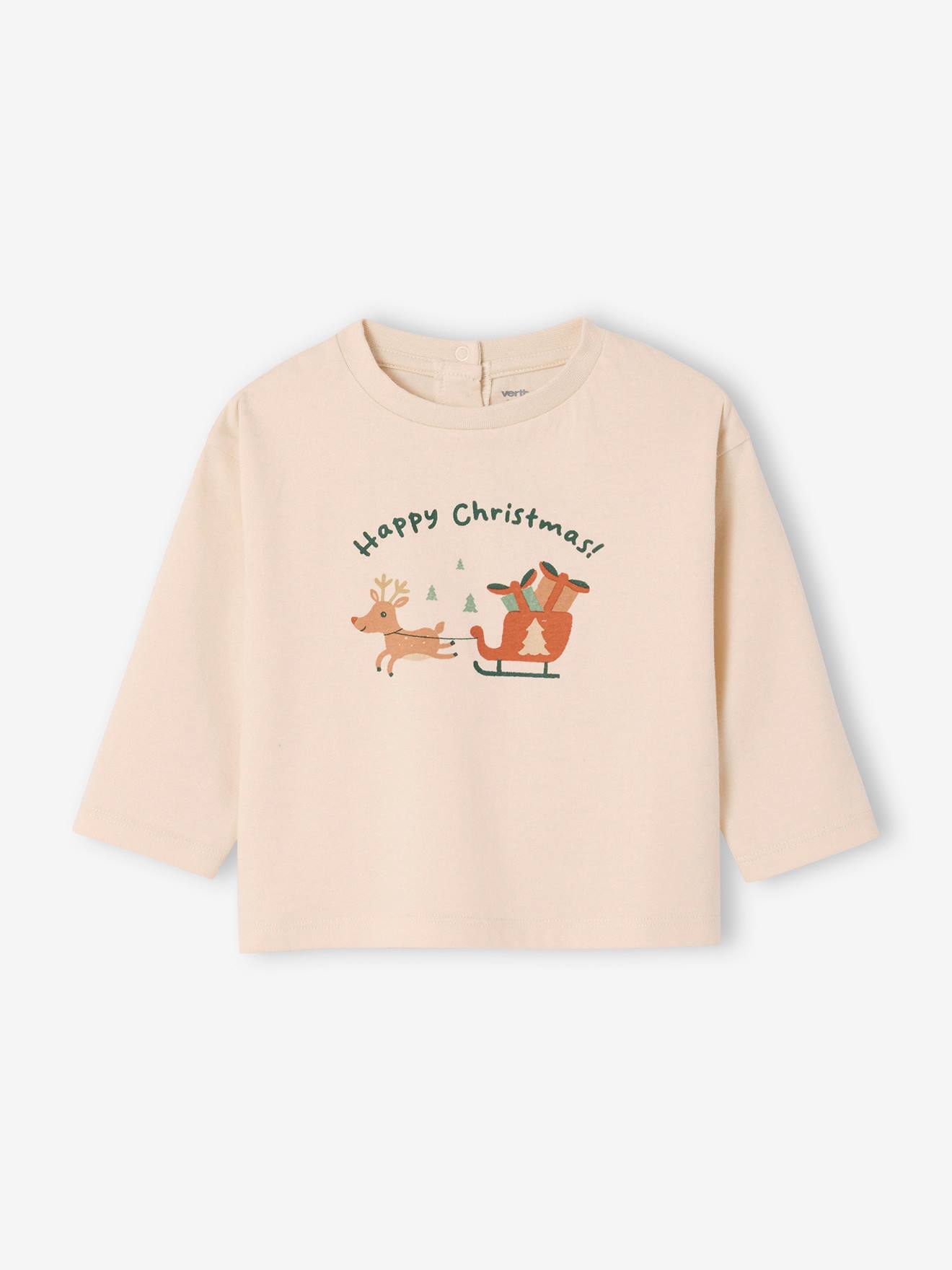 Baby Shirt mit Schlittenmotiv und langen Ärmeln vanille von Vertbaudet