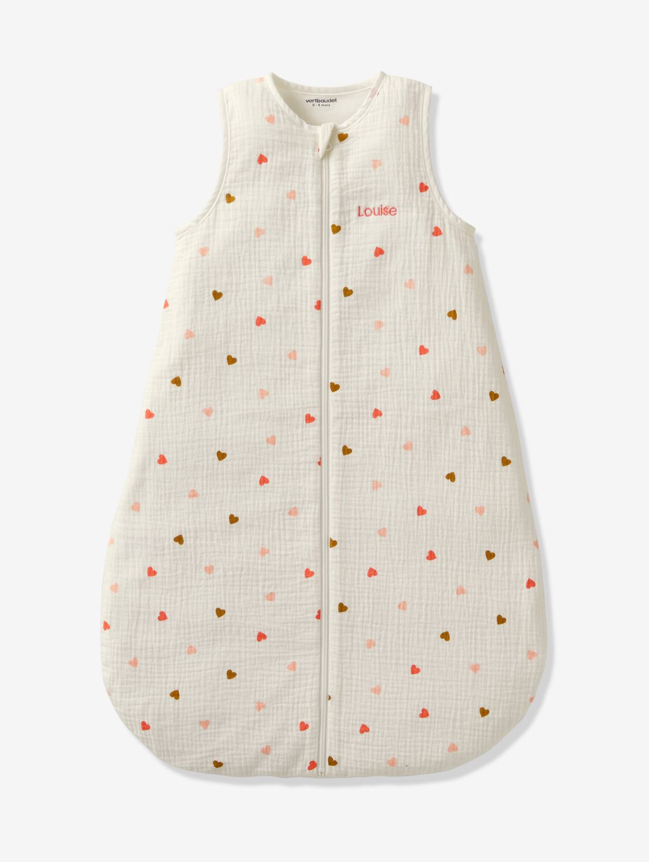 Baby Sommerschlafsack KLEINE HERZEN aus Musselin Oeko-Tex personalisierbar von Vertbaudet