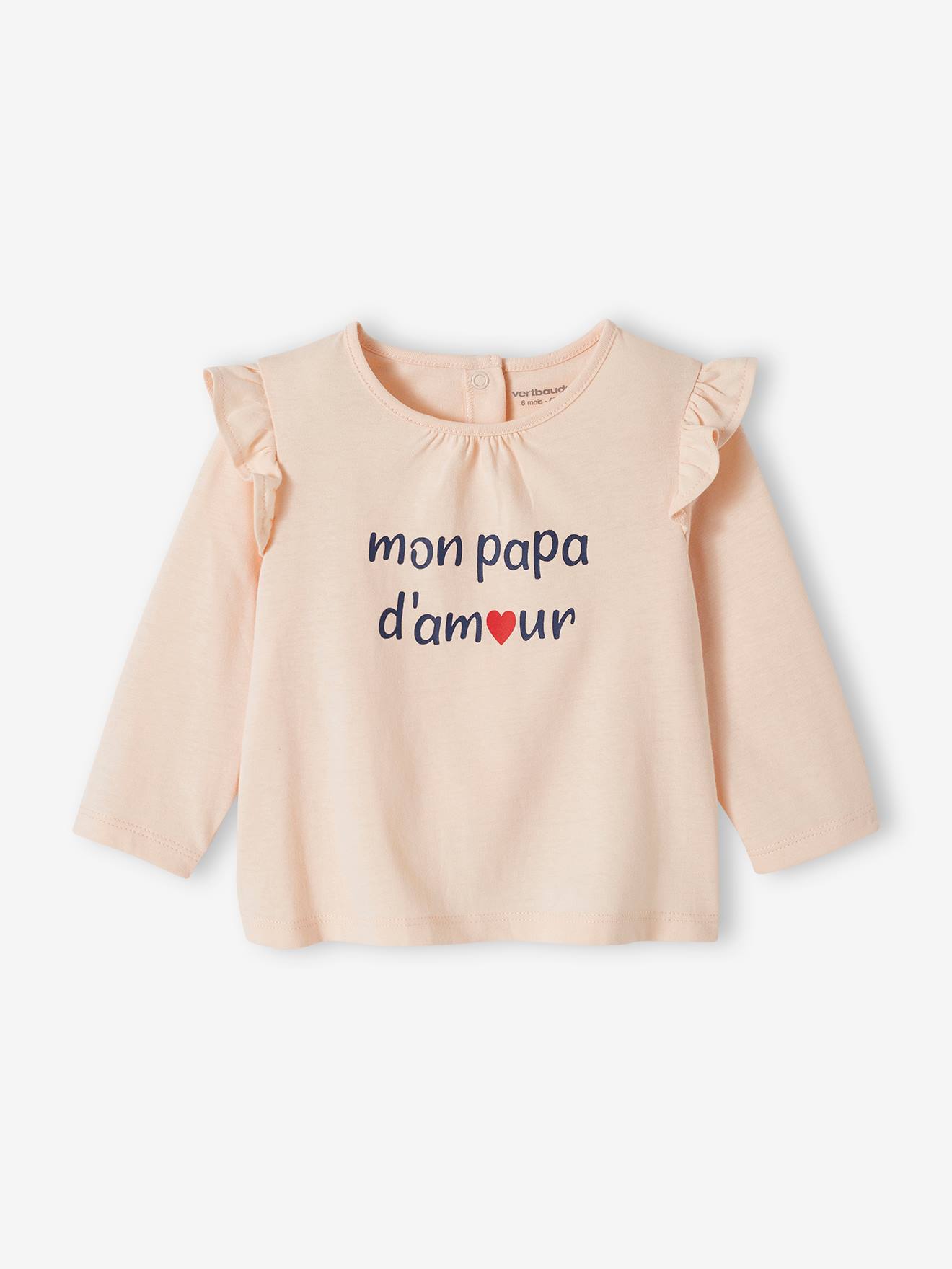 Baby T-Shirt mit Schriftzug Bio-Baumwolle hell von Vertbaudet