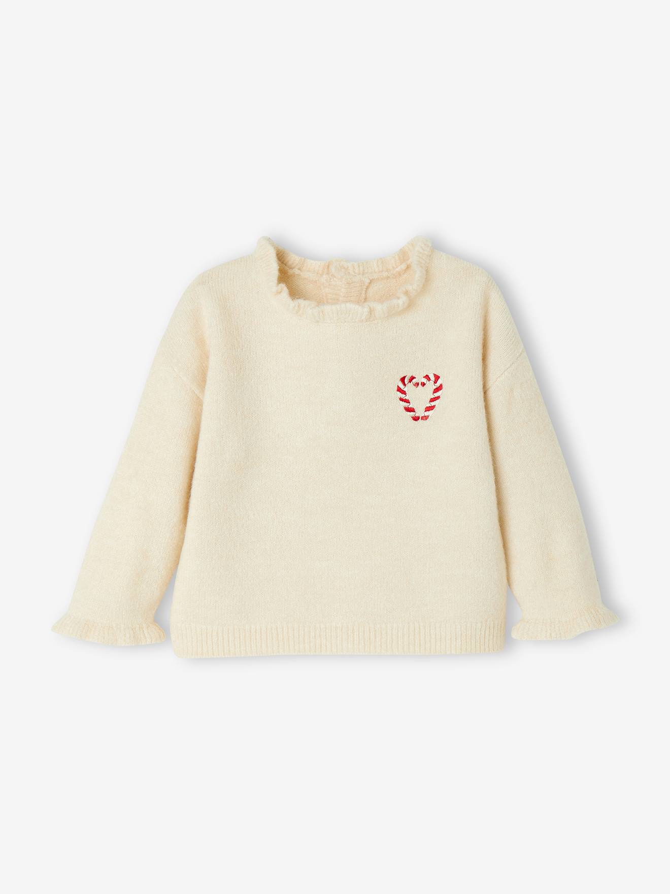 Baby Weihnachts-Pullover mit Rüschenkragen von Vertbaudet