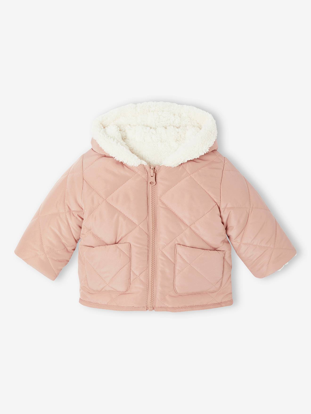 Baby Wende-Steppjacke mit Kapuze von Vertbaudet