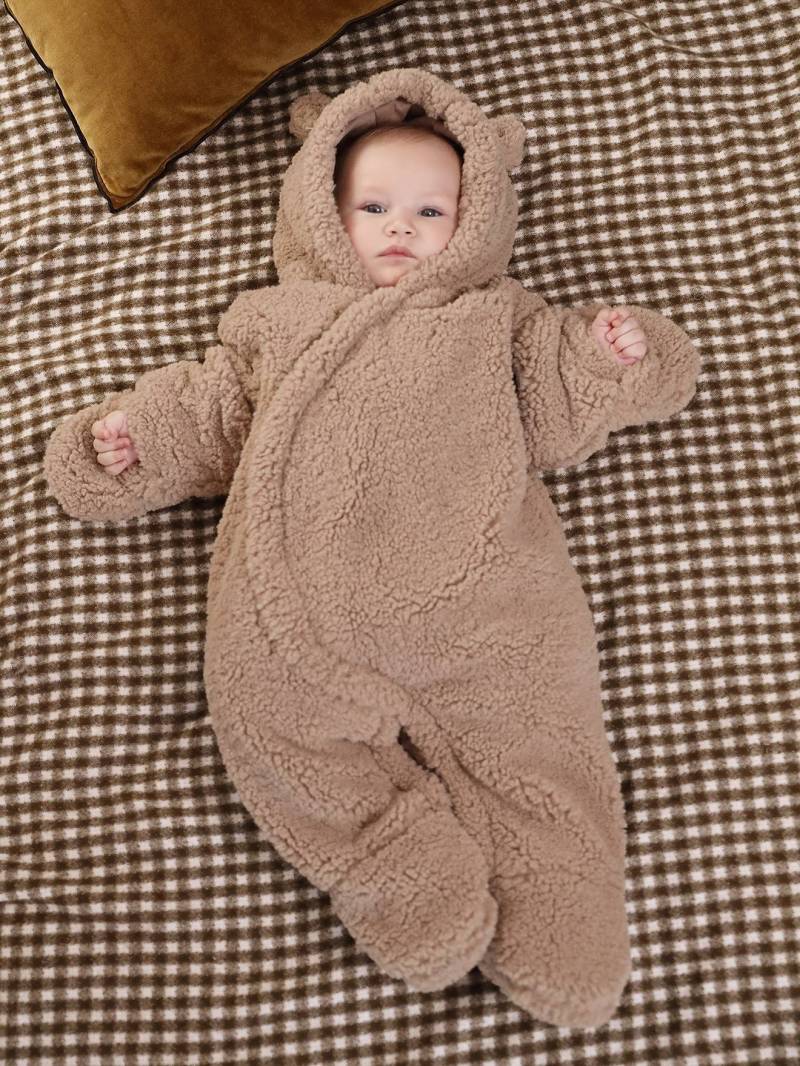 Baby Winter-Overall aus Webpelz mit Ohren und Recycling-Wattierung von Vertbaudet