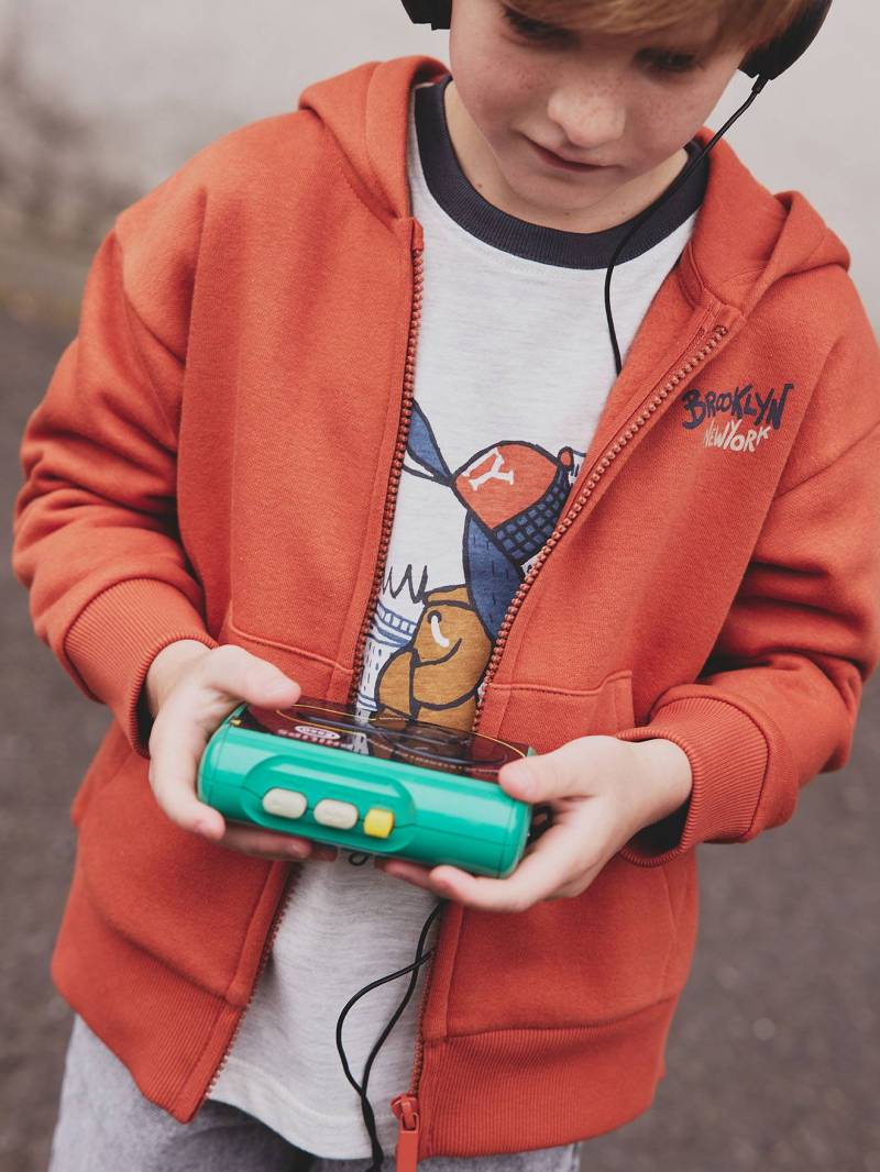 Bedruckte Jungen Kapuzensweatjacke mit Recycling-Polyester von Vertbaudet