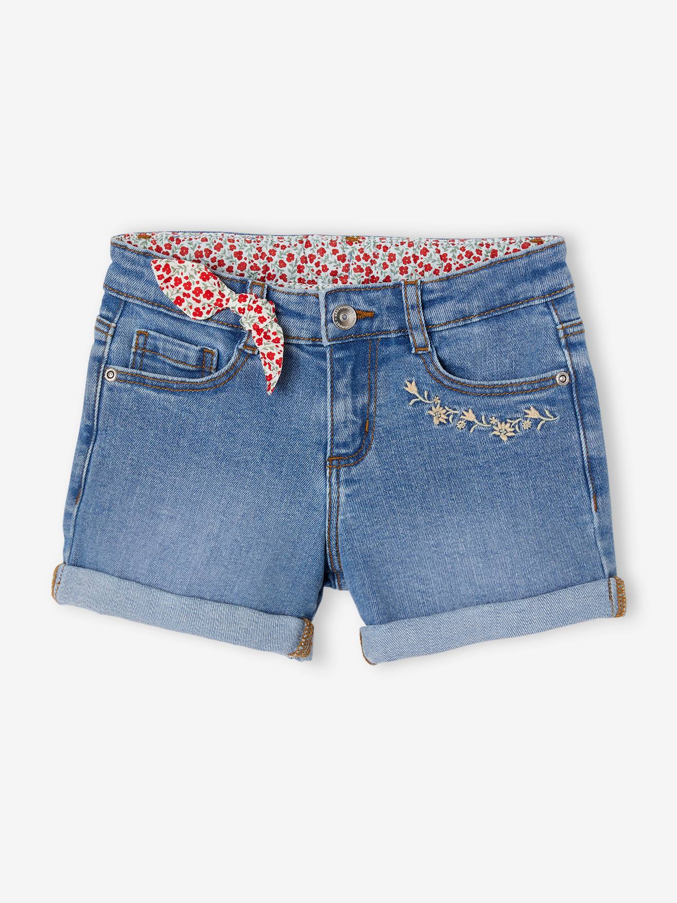 Bestickte Mädchen Jeans-Shorts Oeko-Tex von Vertbaudet