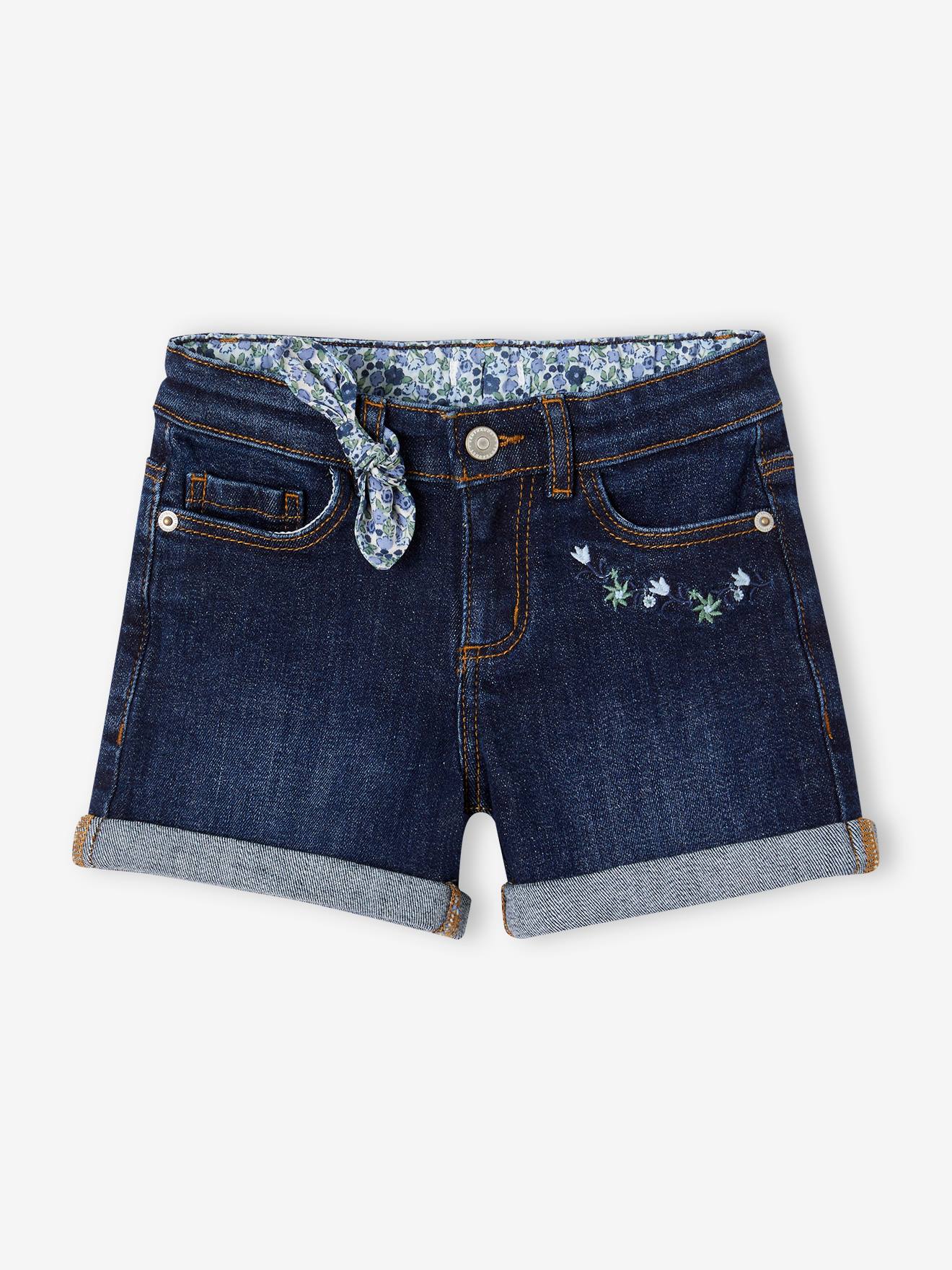 Bestickte Mädchen Jeans-Shorts Oeko-Tex von Vertbaudet