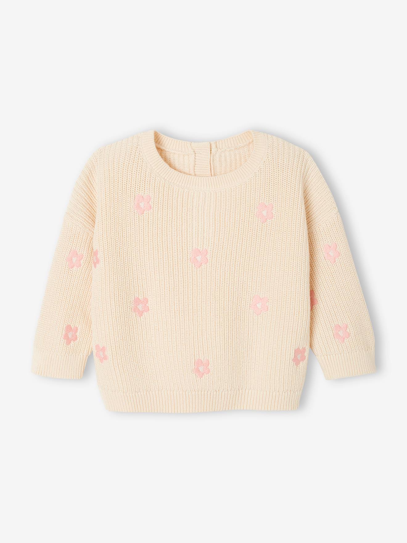 Bestickter Baby Pullover vanille von Vertbaudet