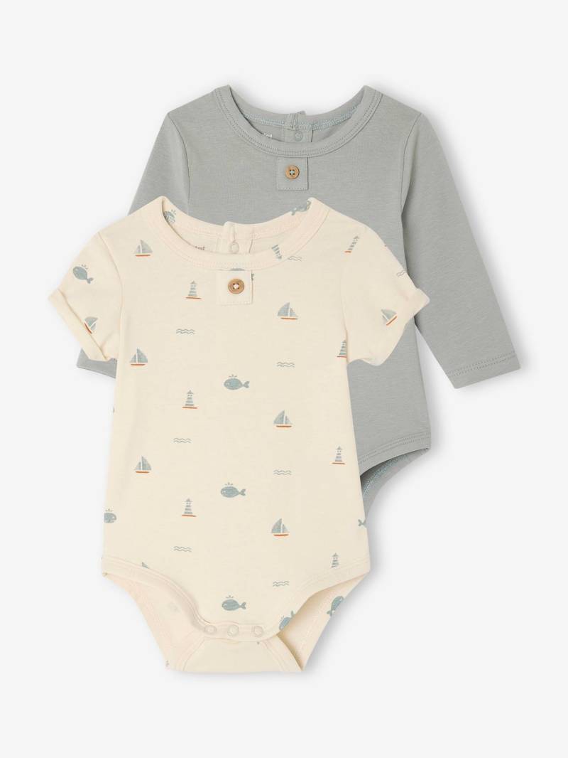 Bio-Kollektion: 2er-Pack Baby Bodys für Neugeborene mit Öffnung hinten von Vertbaudet