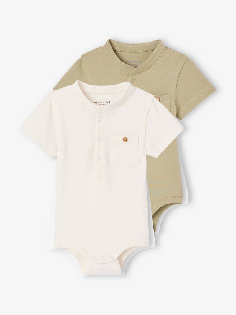 Bio-Kollektion: 2er-Pack Baby Bodys mit Stehkragen von Vertbaudet