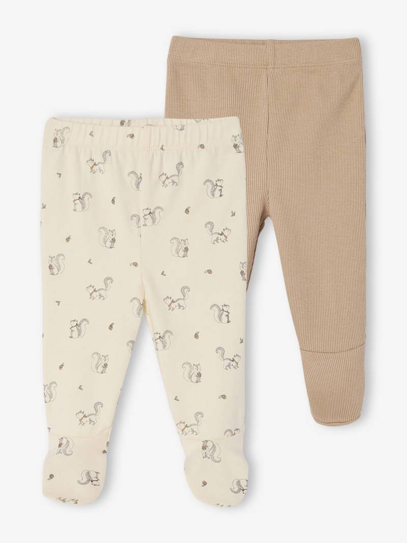 Bio-Kollektion: 2er-Pack Baby Jersey-Hosen mit Fuß von Vertbaudet