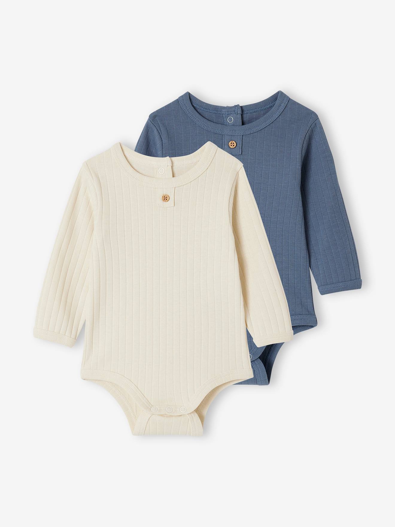 Bio-Kollektion: 2er-Pack Baby Langarmbodys mit Öffnung hinten Bio-Kollektion: 2er-Pack Baby Langarmbodys mit Öffnung hinten von Vertbaudet