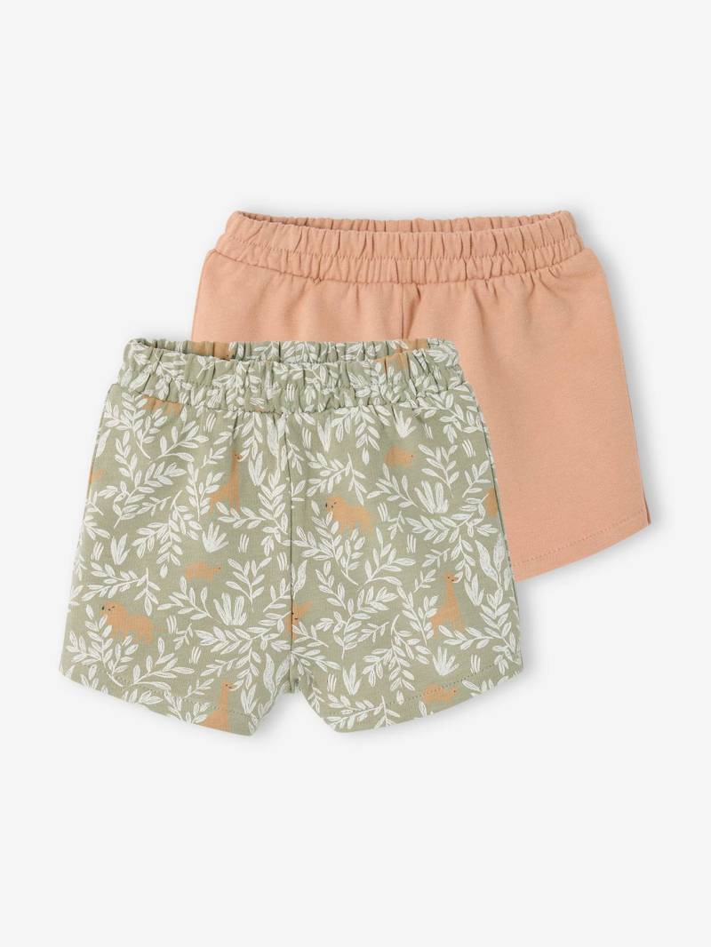 Bio-Kollektion: 2er-Pack Baby Shorts aus leichter Sweatware tonfarben von Vertbaudet