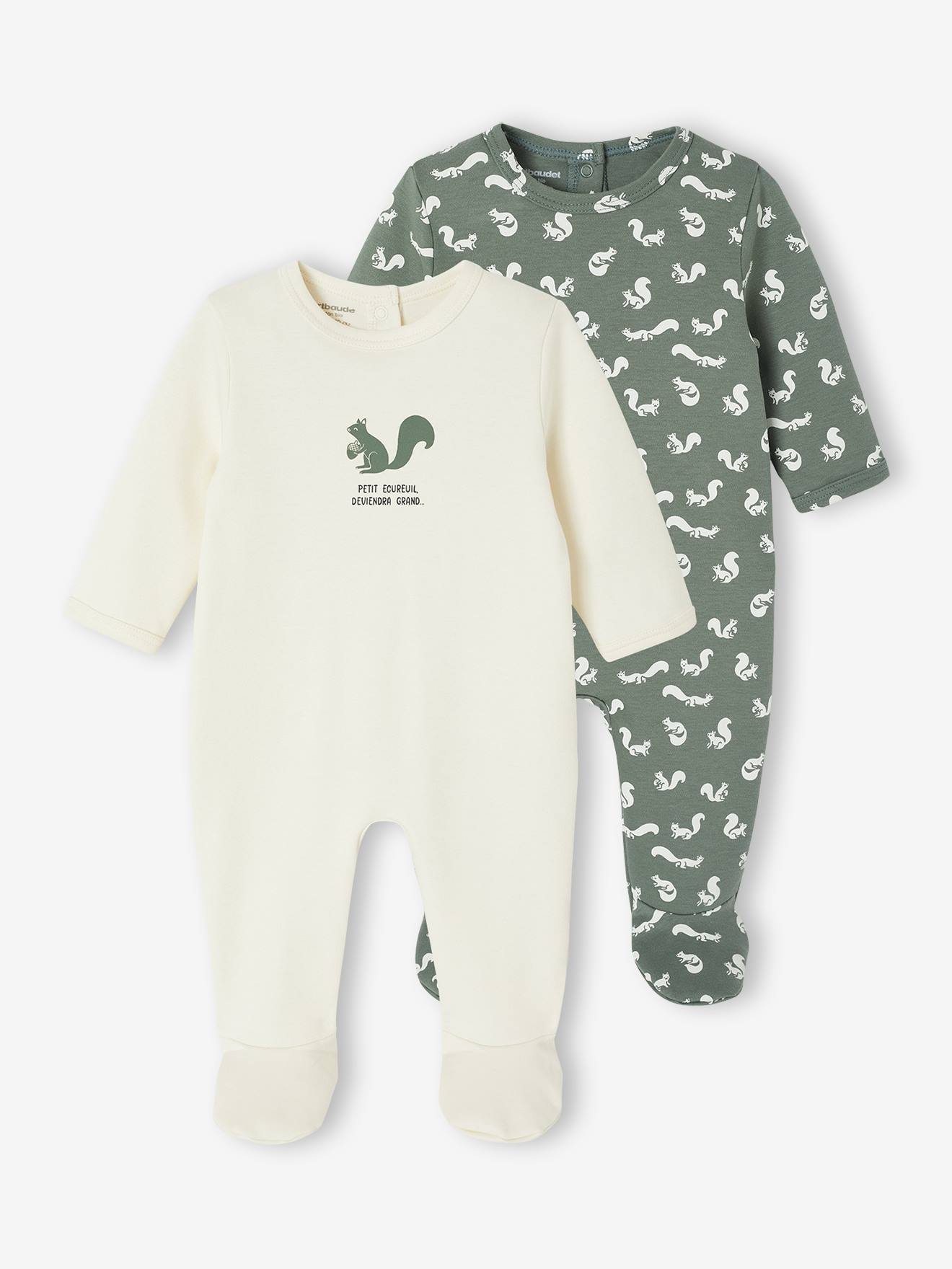 Bio-Kollektion: 2er-Pack Baby Strampler EICHHÖRNCHEN von Vertbaudet