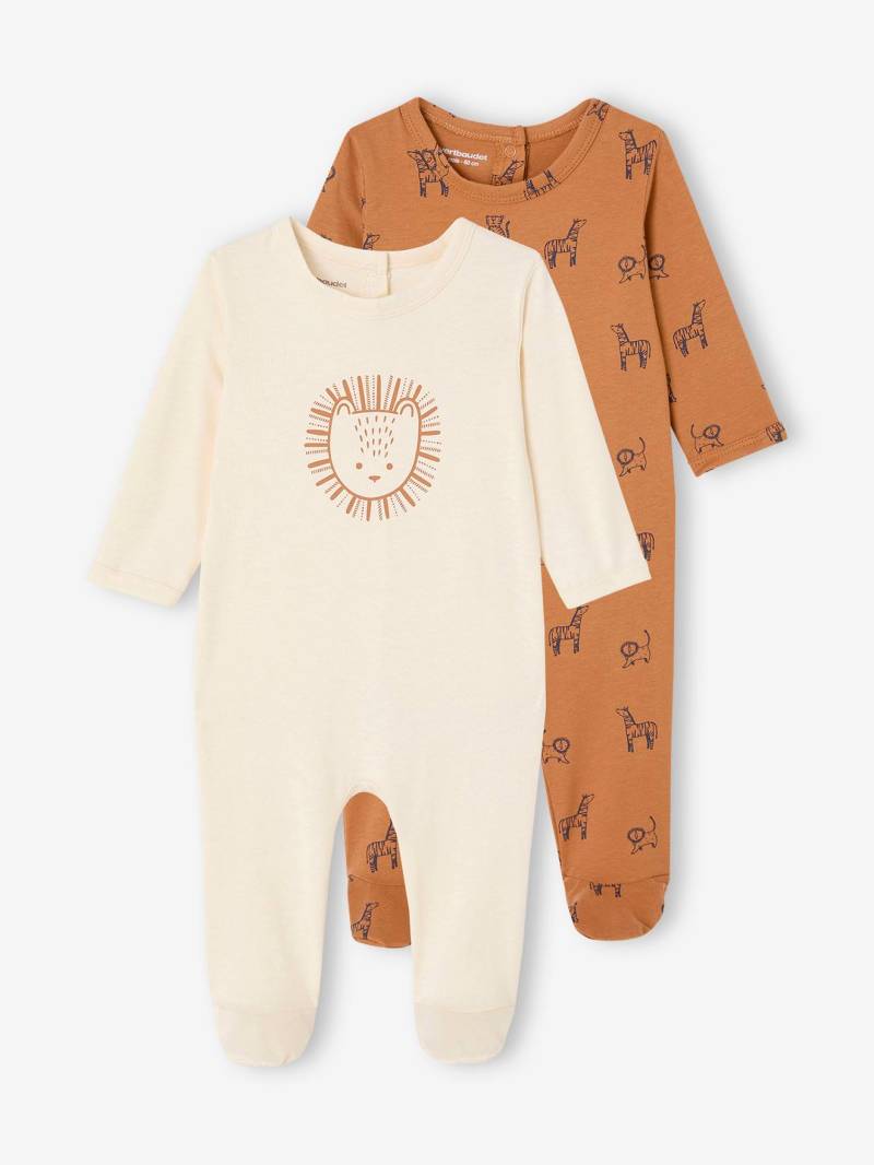 Bio-Kollektion: 2er-Pack Baby Strampler SAFARI camel von Vertbaudet