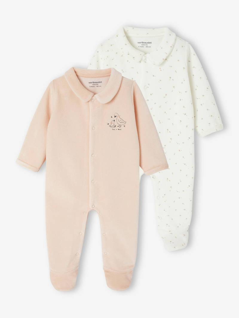 Bio-Kollektion: 2er-Pack Baby Strampler aus Samt von Vertbaudet